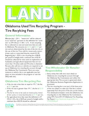 Fillable Online Oklahoma Used Tire Recycling Program Tire Recylcing ...