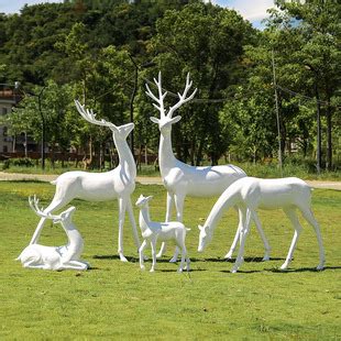 玻璃钢鹿雕塑摆件售楼部小区户外园林草坪装饰几何梅花鹿景观小品-淘宝网