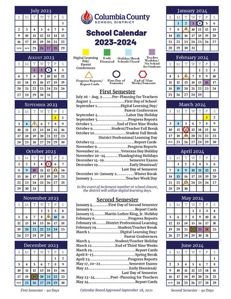 Columbia County School District Calendar 2025-2026 (Holiday Breaks ...