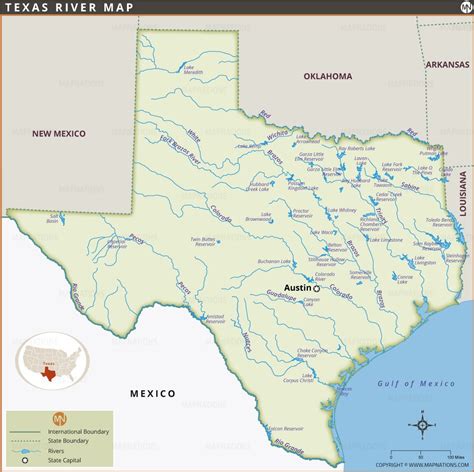 Texas River Map - Map of Texas Rivers, Lakes and Reservoirs