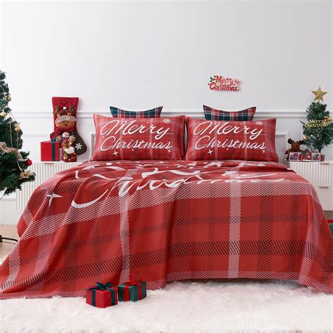 Amazon.com: YIYEA 100% Cotton Sheets Full Size - Christmas Sheets ...
