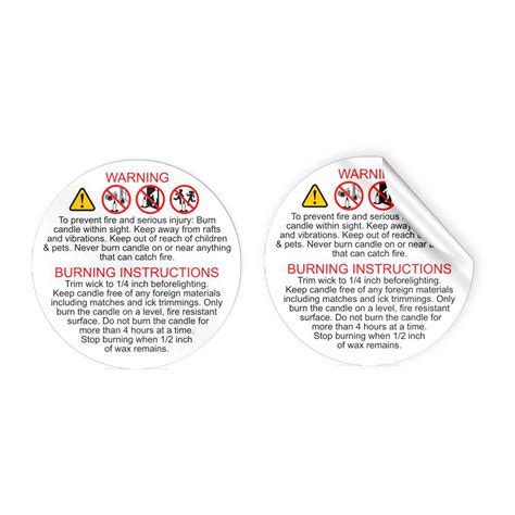 Candle Warning Paper Stickers