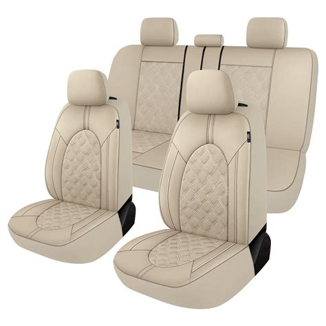 Buy CAROMOP Luxury Leather Car Seat Covers Full Set-Waterproof Seat ...