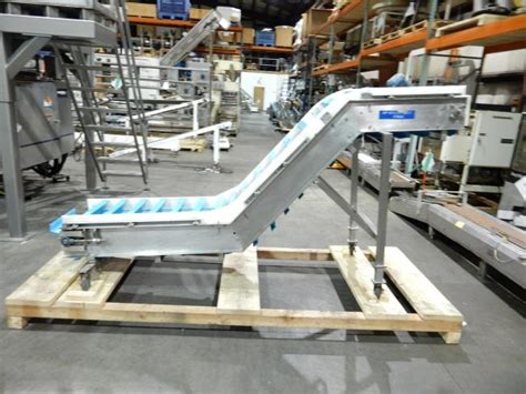 Used blue belt incline conveyor for transferring bulk product for sale ...