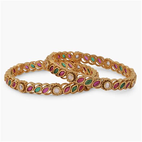 Shop Basudha Antique Multi Stone Bangles | Tarinika's Indian Jewellery ...