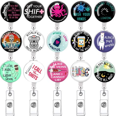 15pcs Nursing Student Must Haves Badge Reels Retractable Badge Holders ...