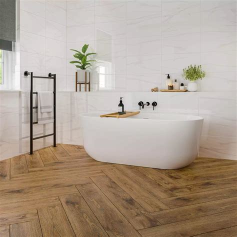 Wood Look Floor Tiles Bathroom