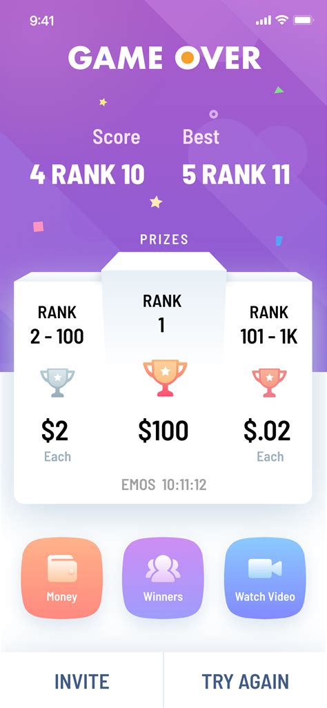 Game over screen on Behance