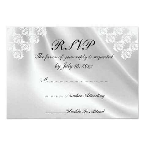 Elegant White Satin, Lace Wedding RSVP Invitations | Zazzle | Wedding ...