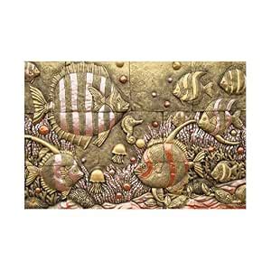 ZANKHI Art Beautiful Gold Fish Embossed Painting Sparkle Coated Self ...