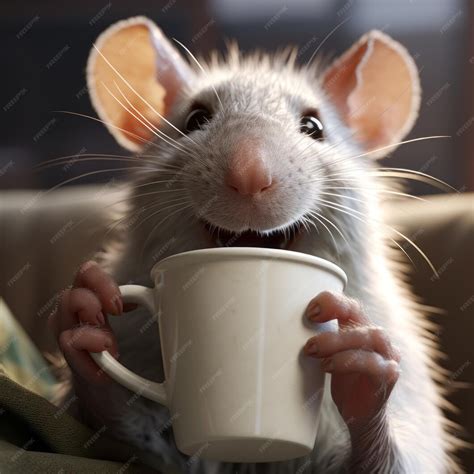 Premium Photo | Smiling Rat With Cup A Ray Tracing Masterpiece