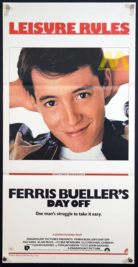FERRIS BUELLER'S DAY OFF (1986) Original Australian Daybill, Broderick ...