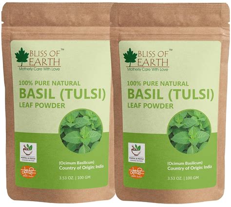 Buy Bliss of Earth™ 100% Pure Basil Leaves Powder | Ayurvedic Tulsi ...