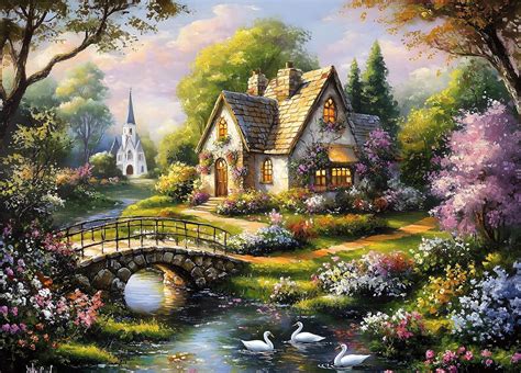 Amazon.com: Beautiful Cottage Jigsaw Puzzles 1000 Pieces for Adults ...