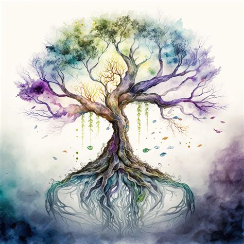 Estilo acuarela árbol de la vida árbol sagrado mitológico concepto de ...
