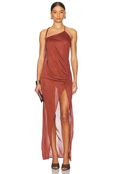 Brandon Maxwell Satin Jacquard One Shoulder Twist Front Gown in Poppy ...