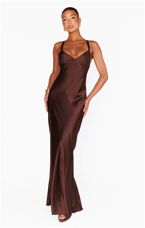 Anderson Maxi Dress ~ Chocolate Luxe Satin | Brown bridesmaid dresses ...