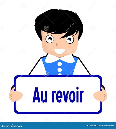Signboard, Goodbye in French, Boy, Color, Character, Isolated. Stock ...