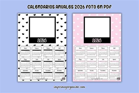 Calendarios Anuales 2026 en PDF [GRATIS]