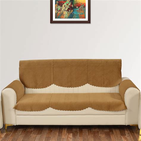 Yellow Weaves 3 Seater Quilted Sofa Cover and Chair Cover with Arm ...