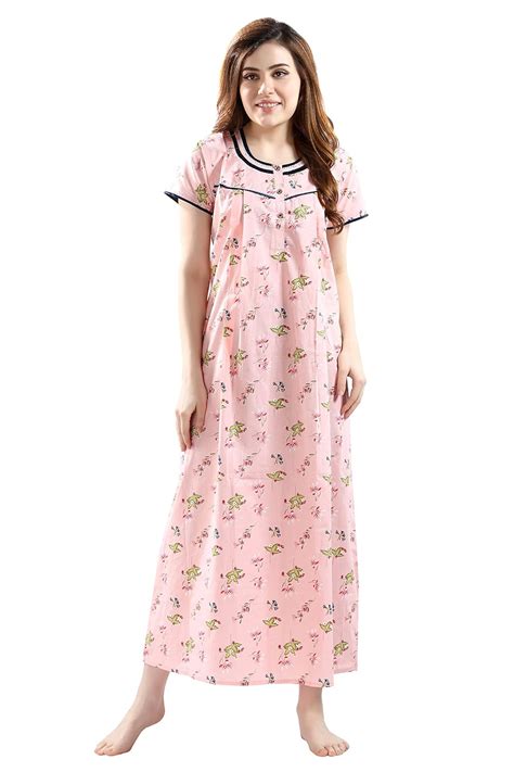 AV2 Women Printed Cotton Nighty Peach : Amazon.in: Fashion