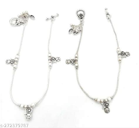 Zewar Eye-Catching German Silver Oxidised Anklets – Shefit
