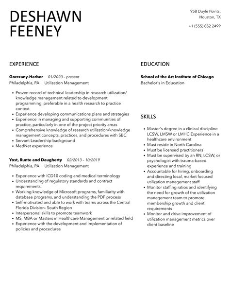 Utilization Management Resume Samples | Velvet Jobs