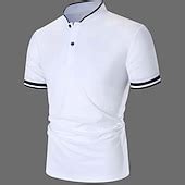 Men's Polo Shirt Collarless Golf Shirts Casual Holiday Stand Collar ...