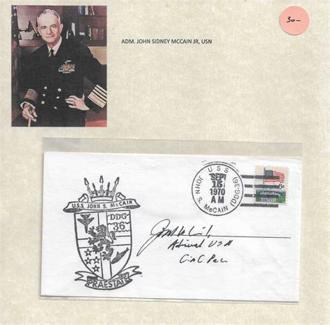 1970 Adm John McCain Jr on USS John McCain DDG-36 cover (52091 ...