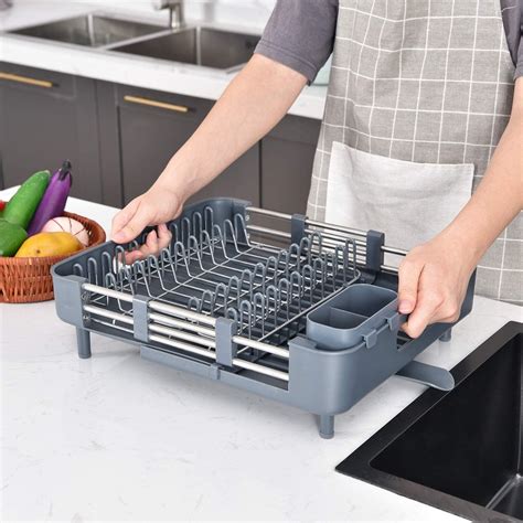Buy APEXCHASER Extendable Dish Rack, Dual Part Dish Drainers with Non ...