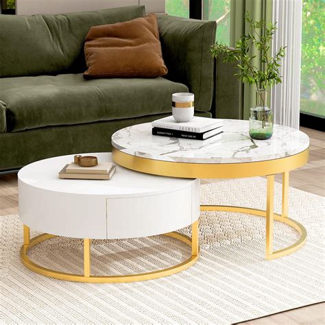 2025 Popular Modern Round Faux Marble Coffee Tables