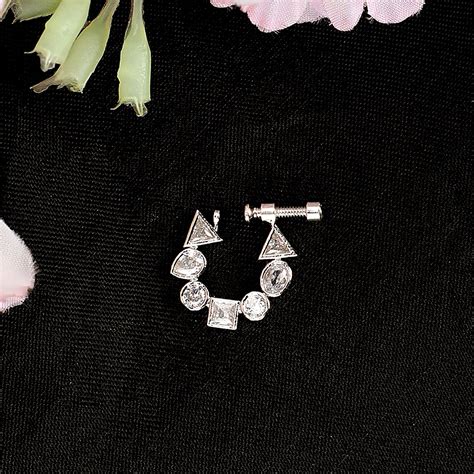 Stylish Rhodium CZ Nose Pin | High-Quality Cubic Zirconia – Opal Touch