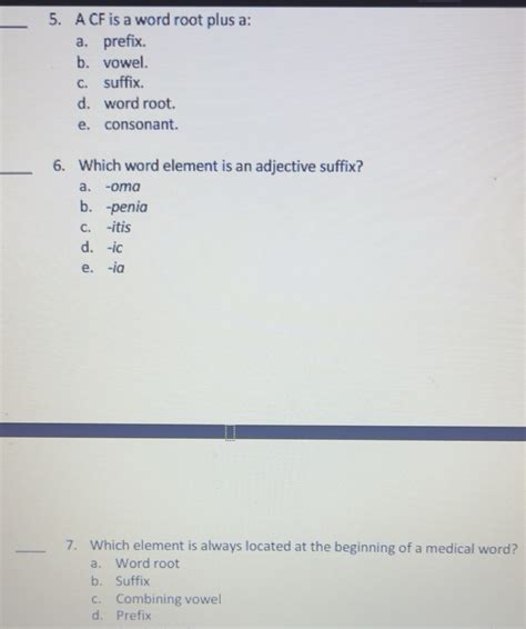Solved: A CF is a word root plus a: a. prefix. b. vowel. c. suffix. d ...