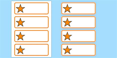 👉 Editable Orange Stars Drawer, Peg, Name Labels
