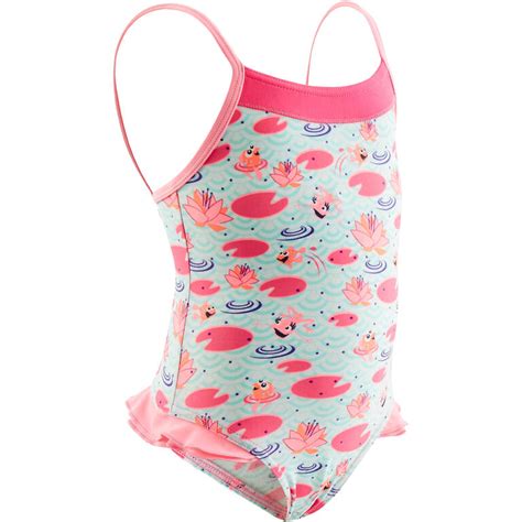 Pink baby girl's one-piece Madina printed swimsuit