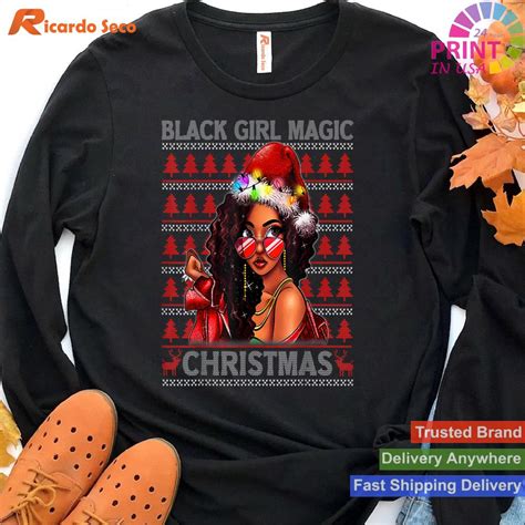 Black Girl Magic Merry Christmas African American Woman Xmas T-shirt