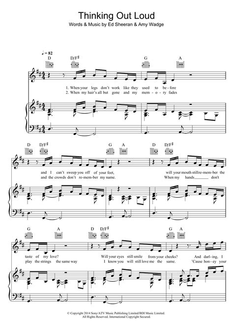Download Thinking Out Loud - Ed Sheeran | Piano & Vocal Sheet Music PDF ...