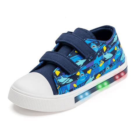 Boys Girls Light Up Sneakers Toddler Canvas Shoes Kids Easy Fasten ...