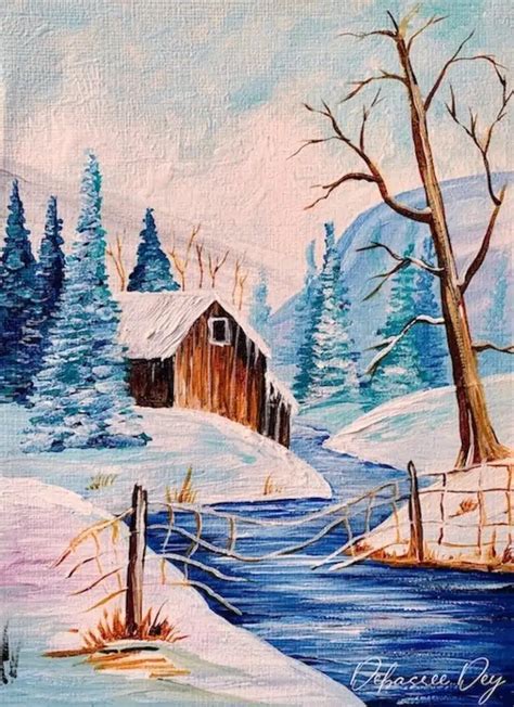 Image result for Easy Acrylic Winter Scene Tutorial