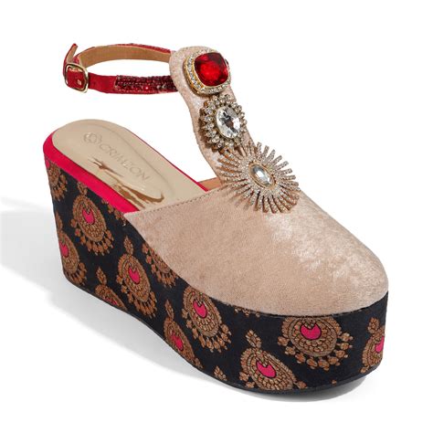Crimzon Women Reina Beige Platforms 5.0 Inch Heel Faux Leather