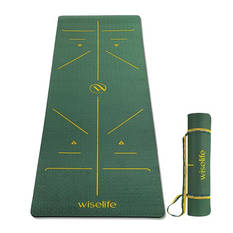 WiseLife TRUE Body Alignment Yoga Mat + Sleek Yoga Strap for Men and ...