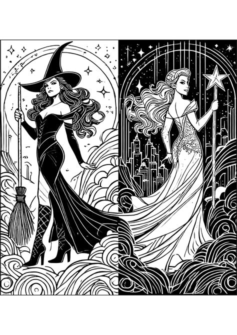 Wicked Elphaba And Glinda Coloring Pages