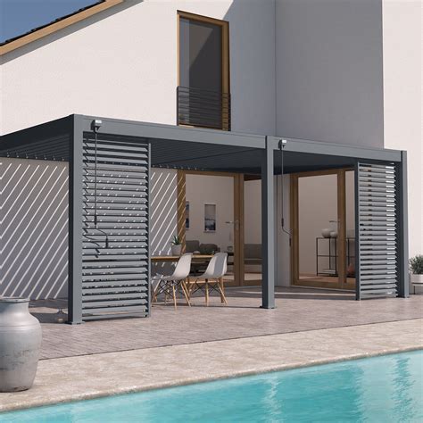Pergola Bioclimatique adossée 3x6M lames orientables en aluminium