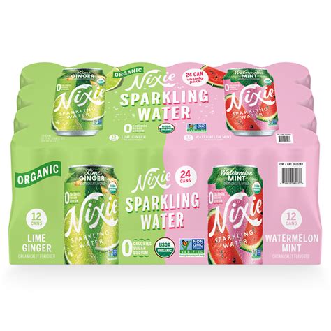 Nixie Sparkling Water Lime Ginger, Watermelon Mint Variety Pack (12 fl ...