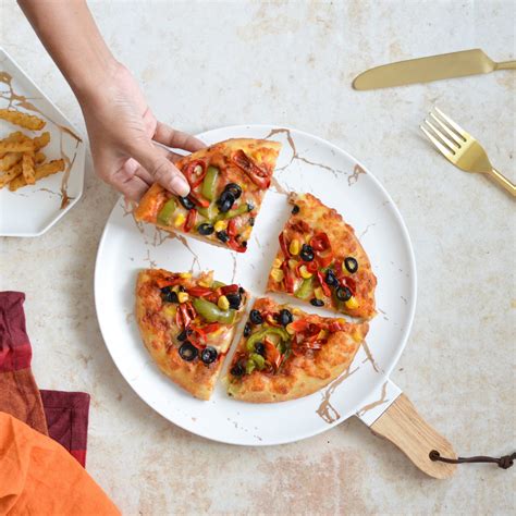 White Marble Gold Detailed Platter With Handle Online - Premium Dinner ...