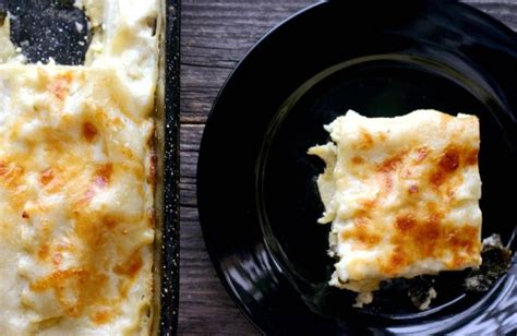 Two Cheese, Green Tomato, Kale and Leek Lasagna in a  