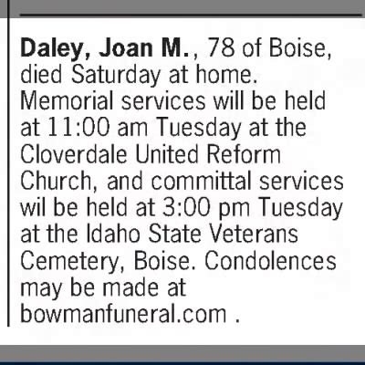 Daley Joan M (Kravig) dau of Arnold & Eliz Kooiman death notice The ...