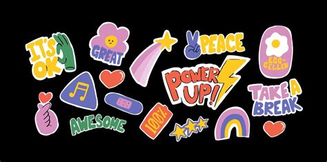 A set of colorful isolated positive vibe sticker | Premium Vector