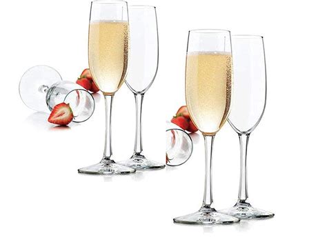 Buy MOOZICO Italian Premium Champagne Flutes Glasses Set of 4, 170 ML ...