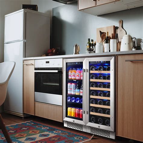 48 Inch Wide Wine Beverage Fridge, Under Counter Dual Zone Wine Bevera ...